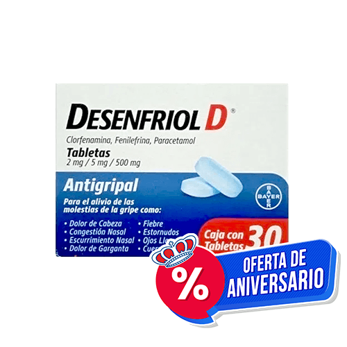 Desenfriol-D Clorfenamina 2 mg / Fenileprina 5 mg / Paracetamol 500 mg