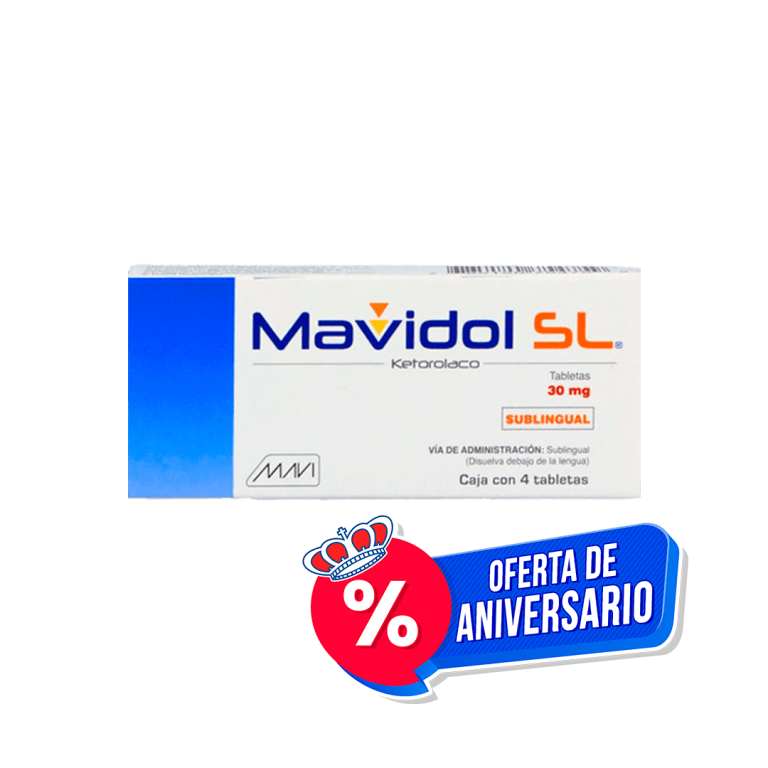 Ketorolaco Mavidol SL 30 mg con 4 tabletas