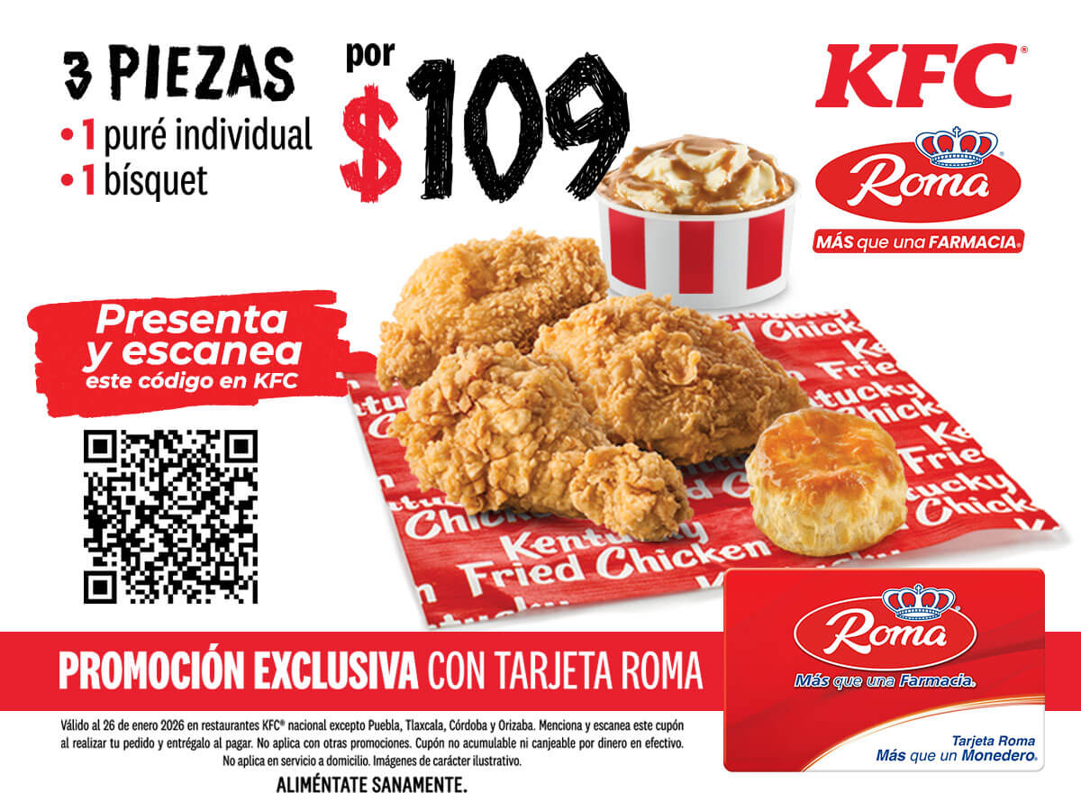 Tarjeta Roma KFC 3 piezas