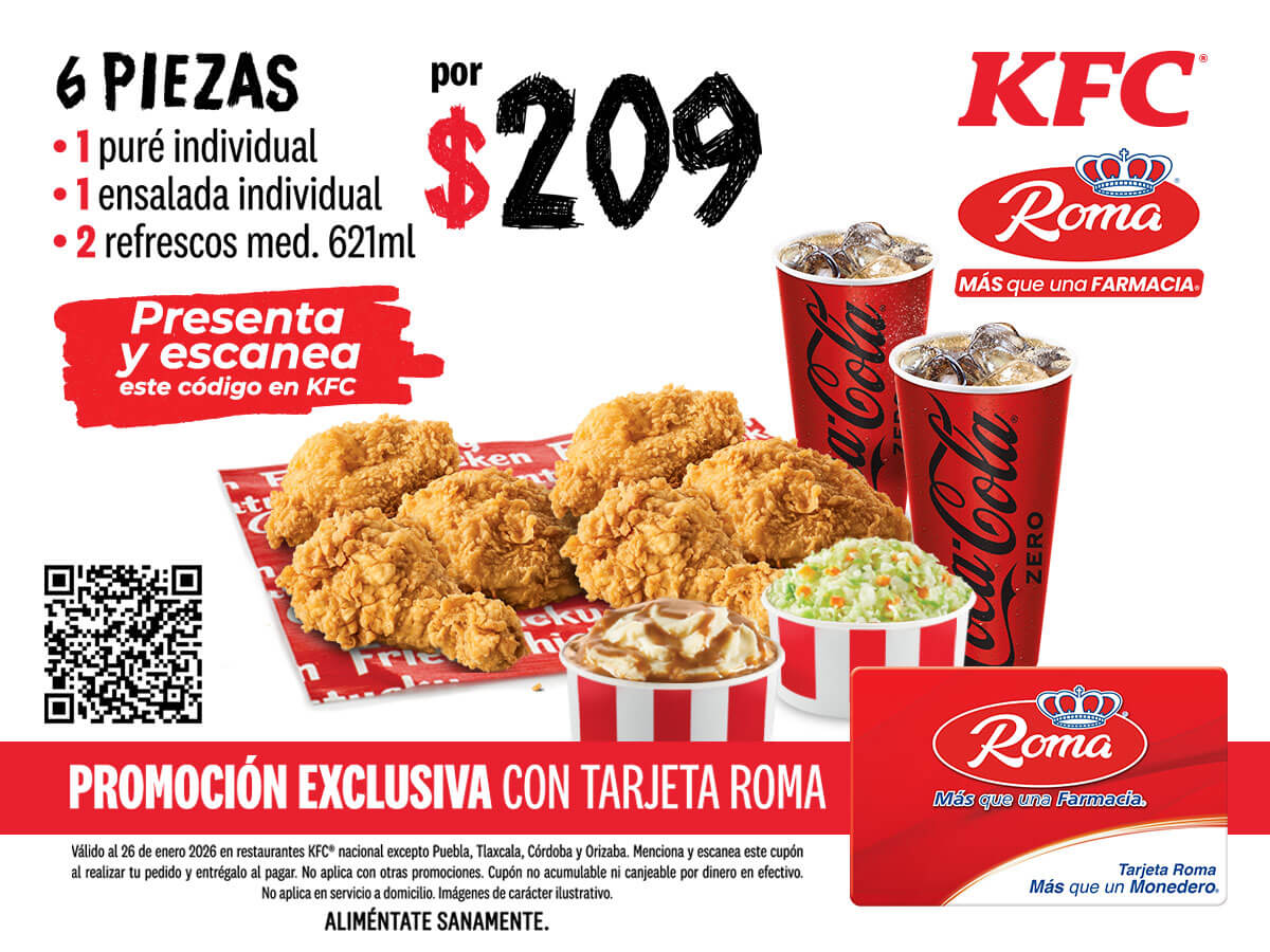 Tarjeta Roma KFC 6 piezas