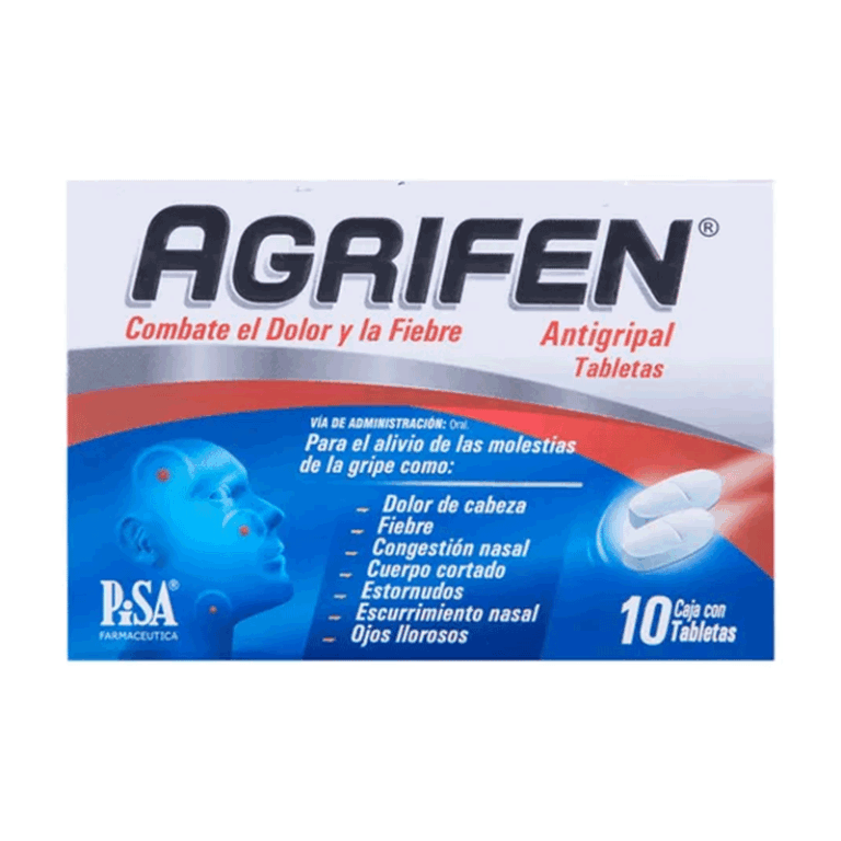 Agrifen 500/25/5/4 mg, caja con 10 tabletas