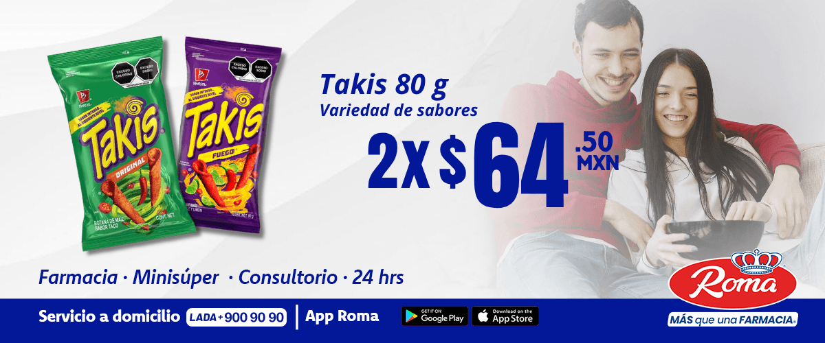 Takis 80 g 2x 60.50 MXN DESC